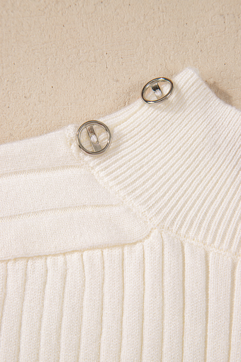 Ribbed Knit High Neck Sweater Vest | White