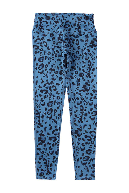 Classic Leopard Print Active Leggings | Blue