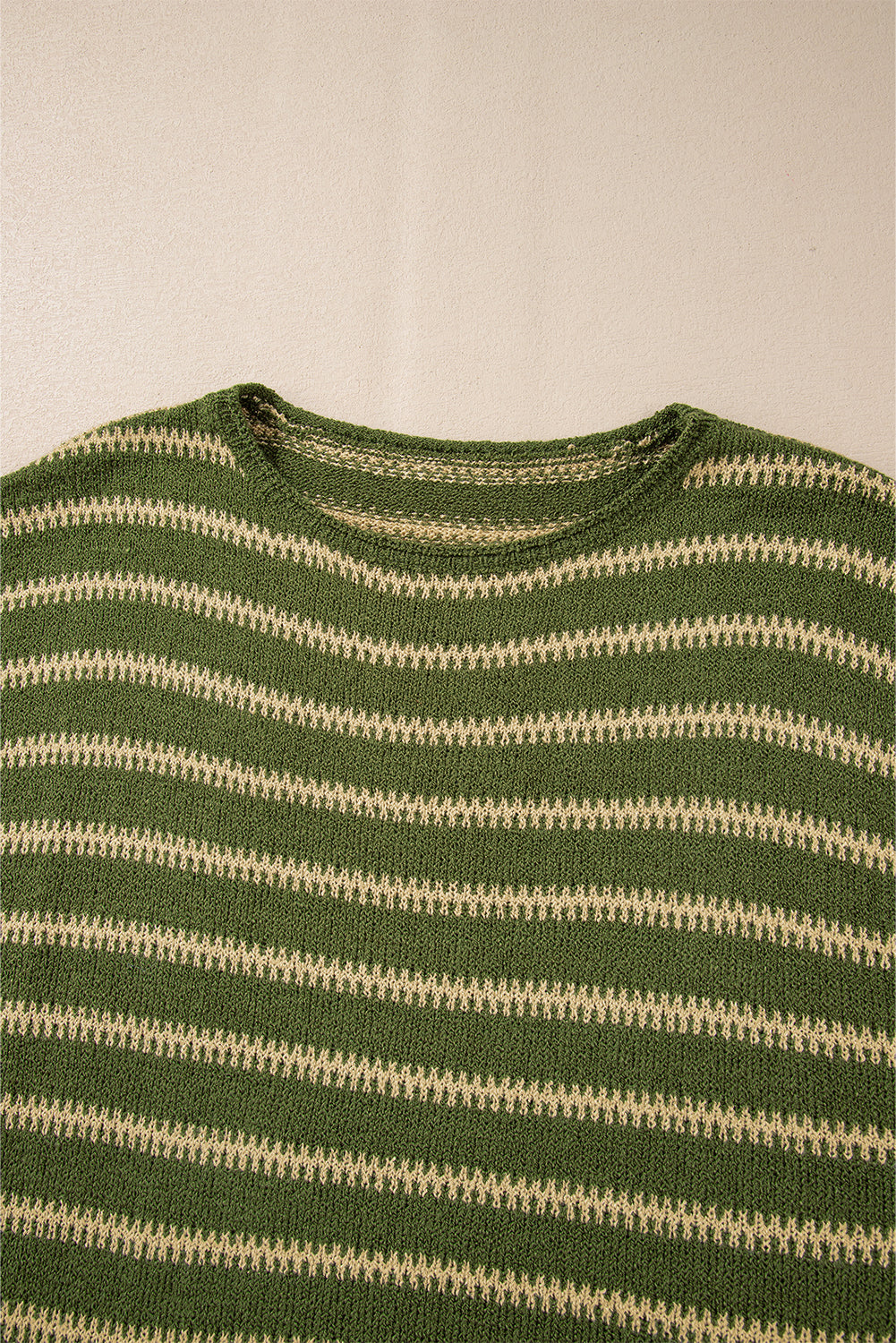 Drop Shoulder Casual Sweater | Green Stripe