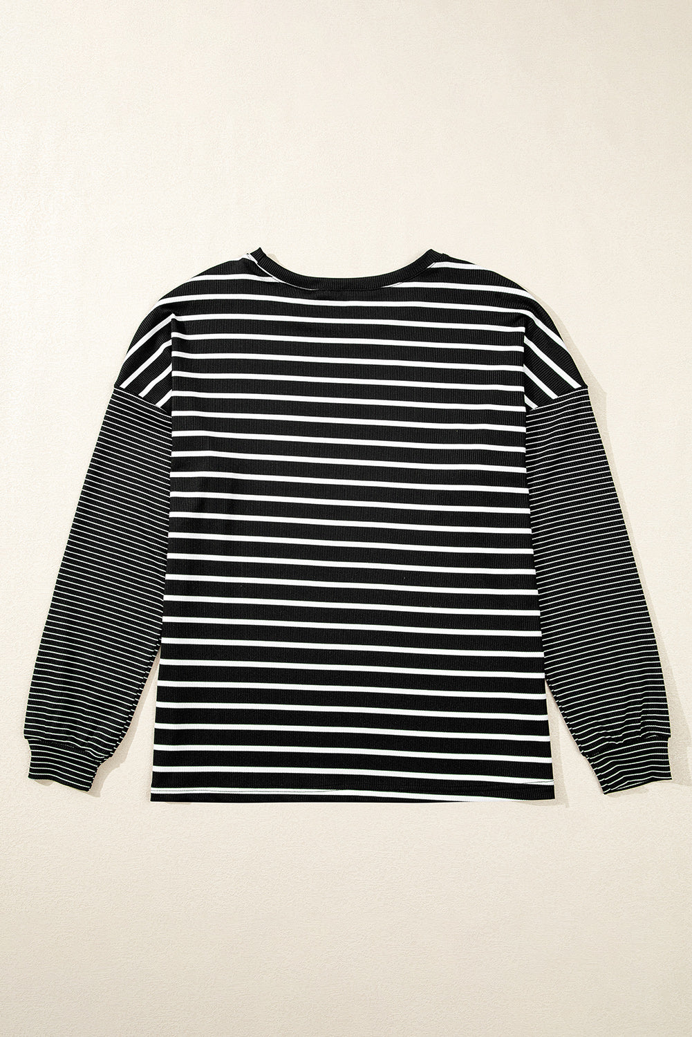 Patchwork Loose Long Sleeve Tee | Black Stripe