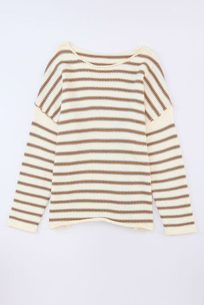 Striped Drop Shoulder Oversized Sweater | Yellow