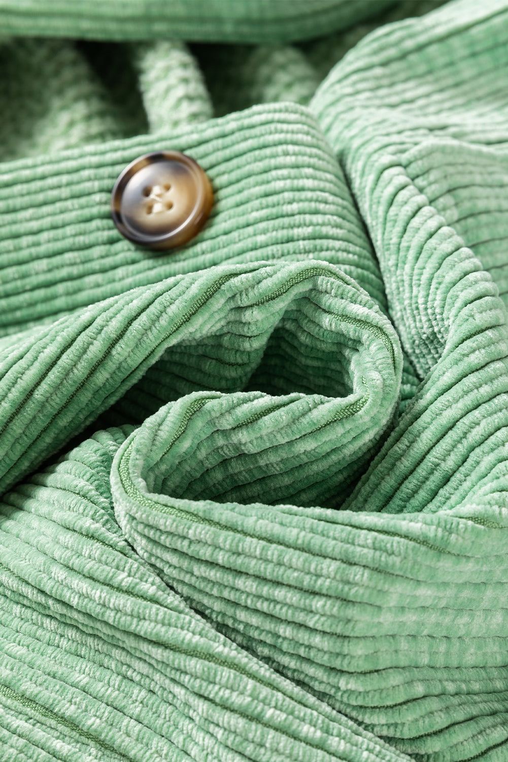 Patched Pocket Button Up Corduroy Shacket | Mist Green