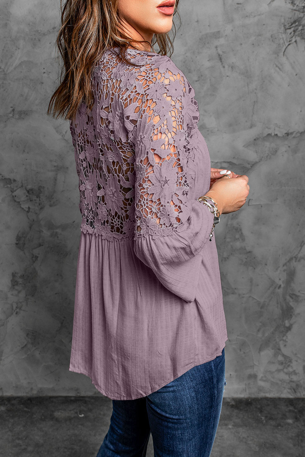 Crochet Lace Button Top | Purple