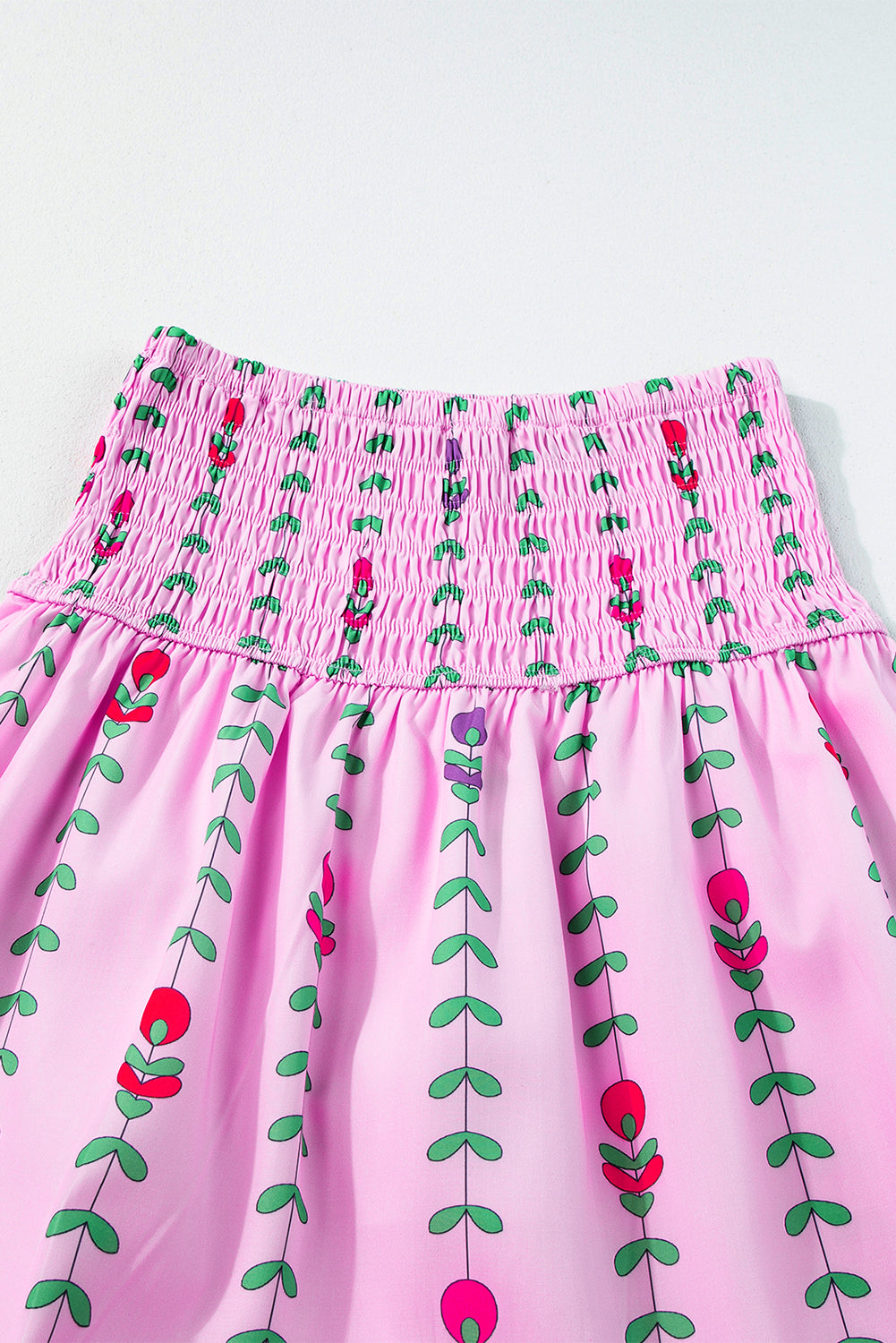 Printed Smocked Tiered Maxi Skirt | Pink