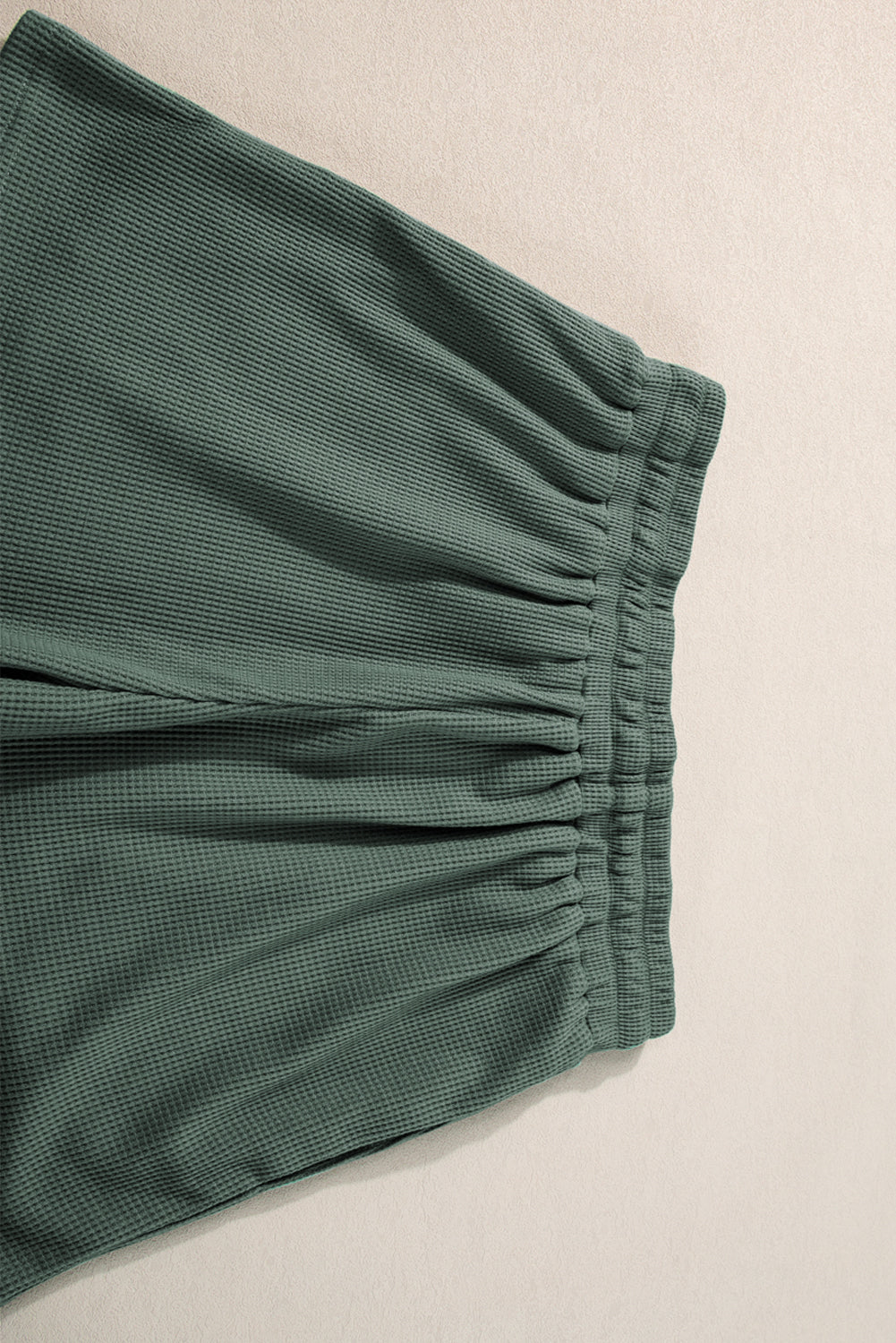 Waffle Knit Patched Pocket Tank And Drawstring Shorts Set | Mist Green