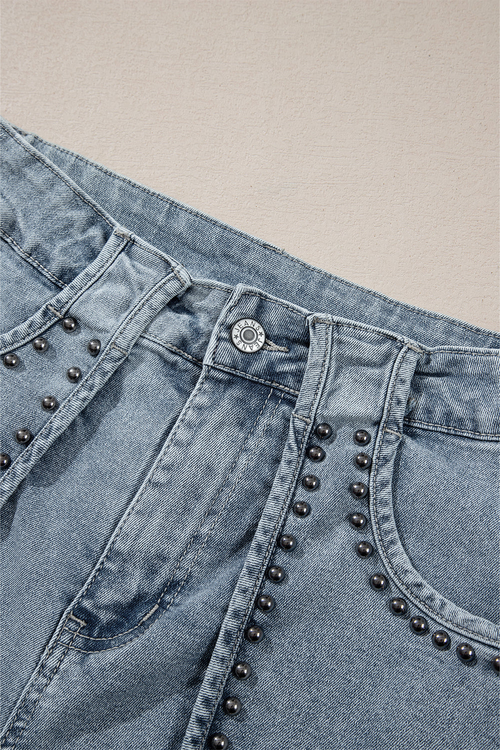 Studded Acid Wash Jean Shorts | Dusk Blue