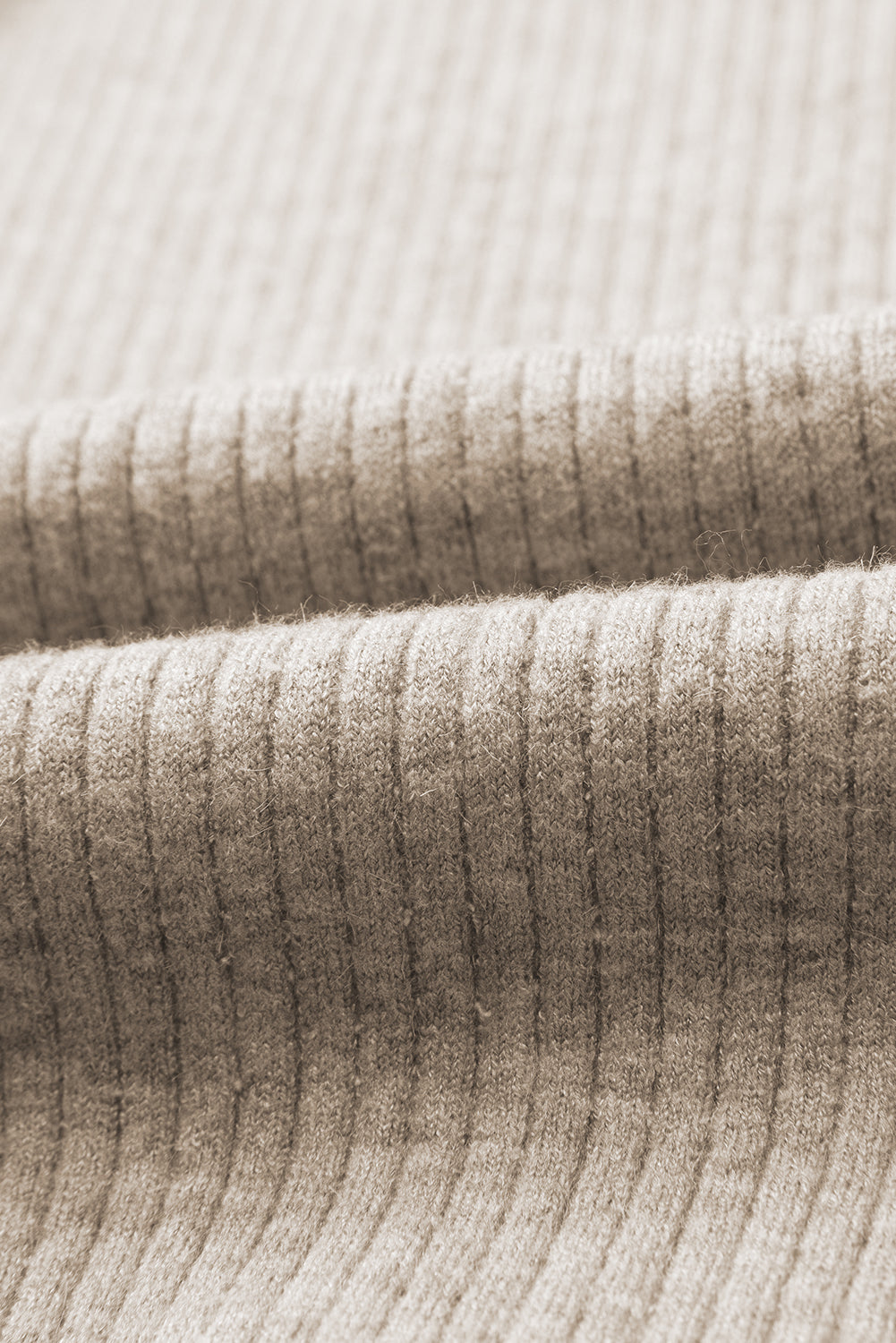 Thermal Lined Ribbed Knit Mock Neck Sweater | Apricot