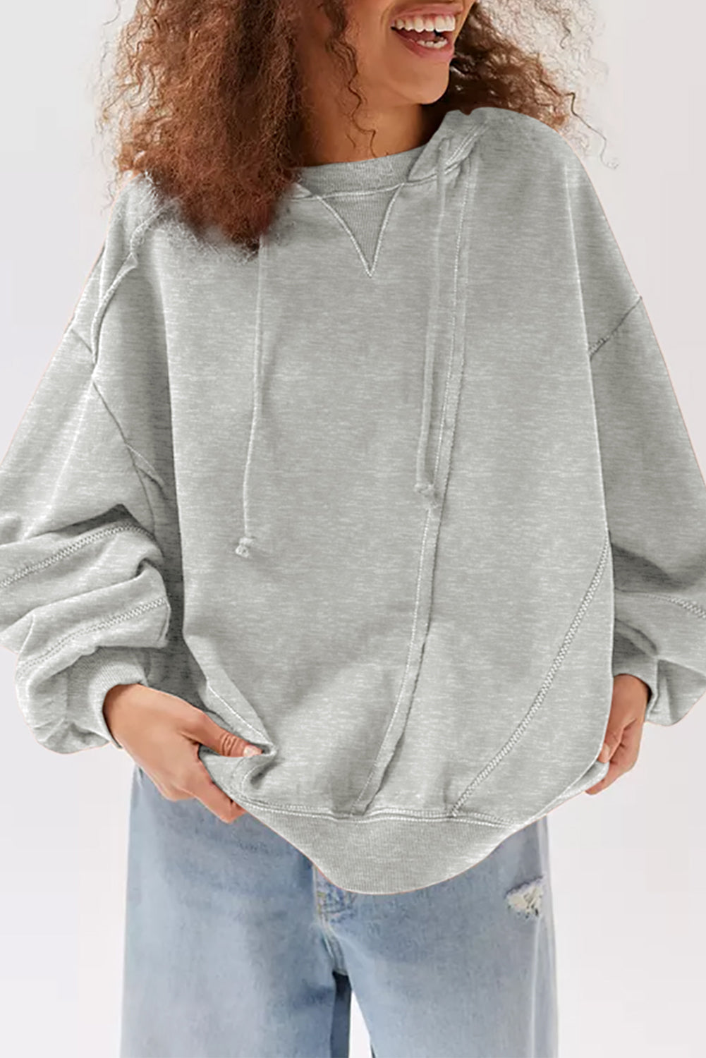 Gray Active Patchwork Detail Warm Winter Hoodie