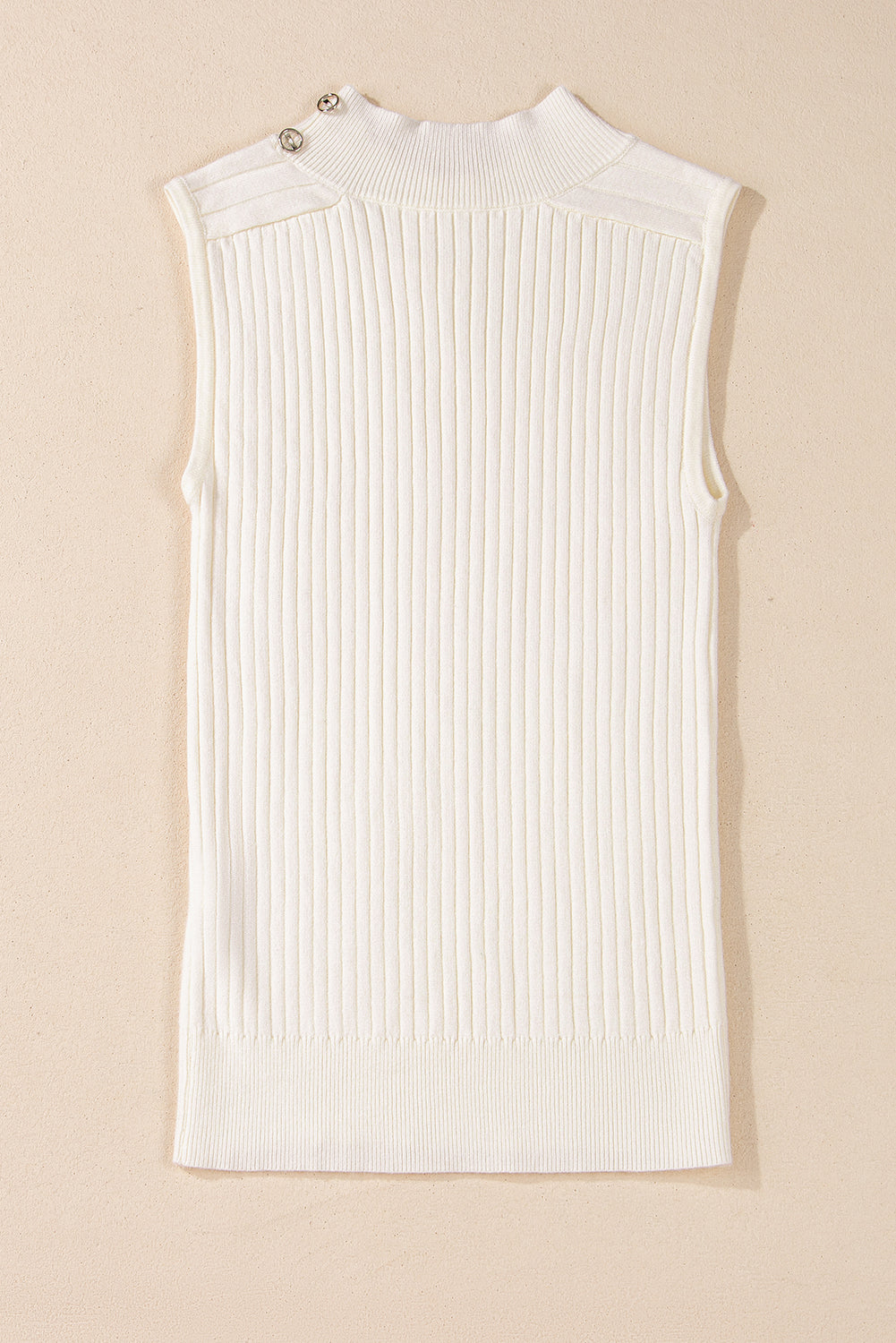 Ribbed Knit High Neck Sweater Vest | White