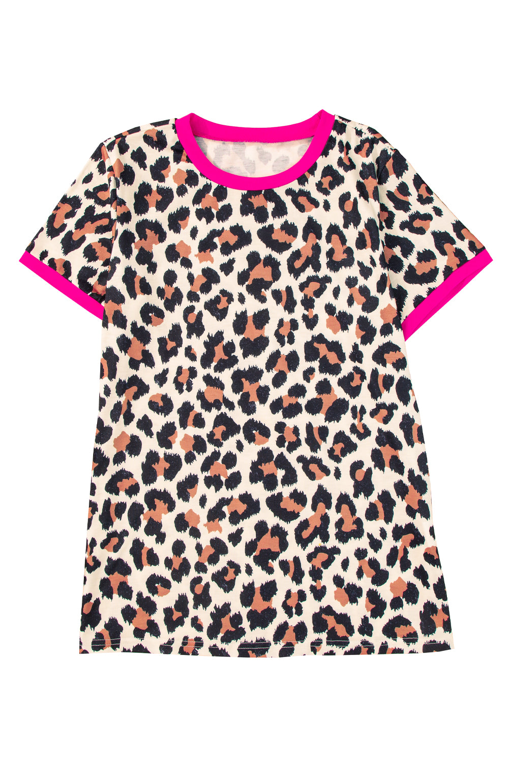 Contrast Trim Leopard Print T Shirt | White