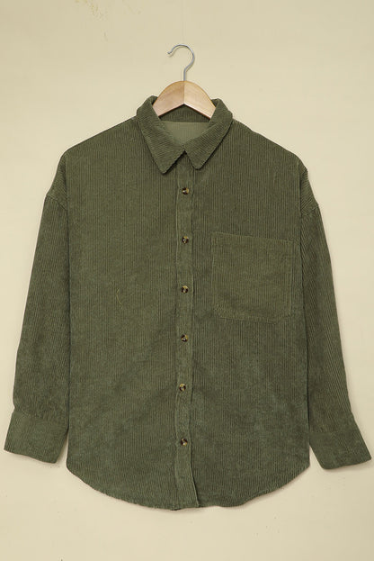 Corduroy Button Pocket Shirt | Green