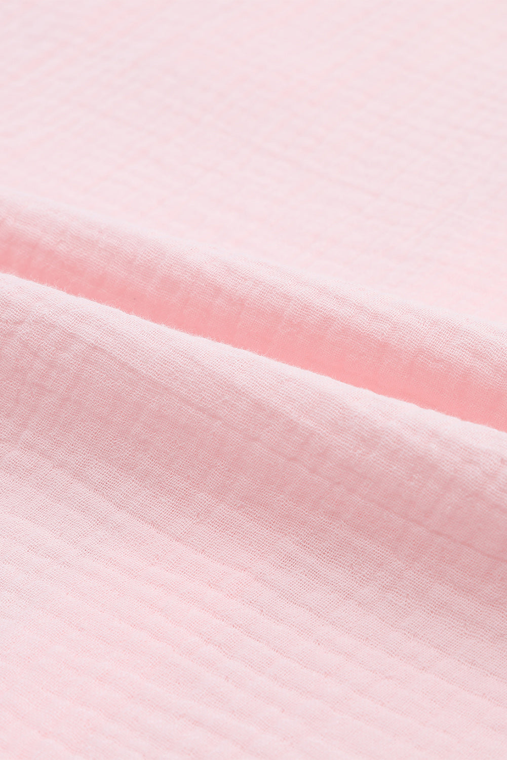 Crinkle Texture Roll-Tab Sleeve Shirt | Pink