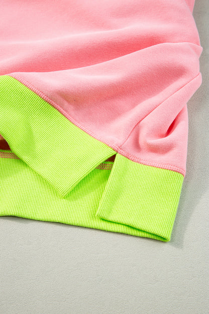 Colourblock Bubble Sleeve Sweatshirt | Pink