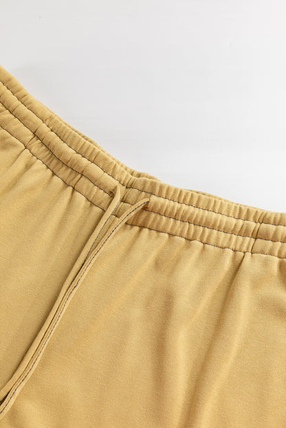 Drawstring Adjusted Band High Waist Plus Size Pants | Beige