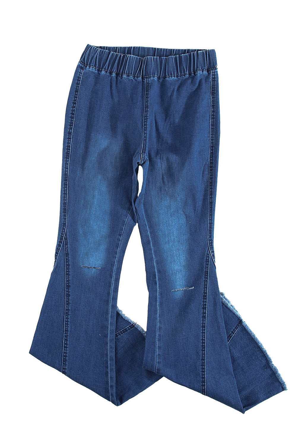 Distressed Bell Bottom Denim Pants | Sky Blue