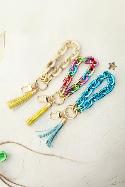 Chain Design Tassel Key Ring | Festival Fuchsia