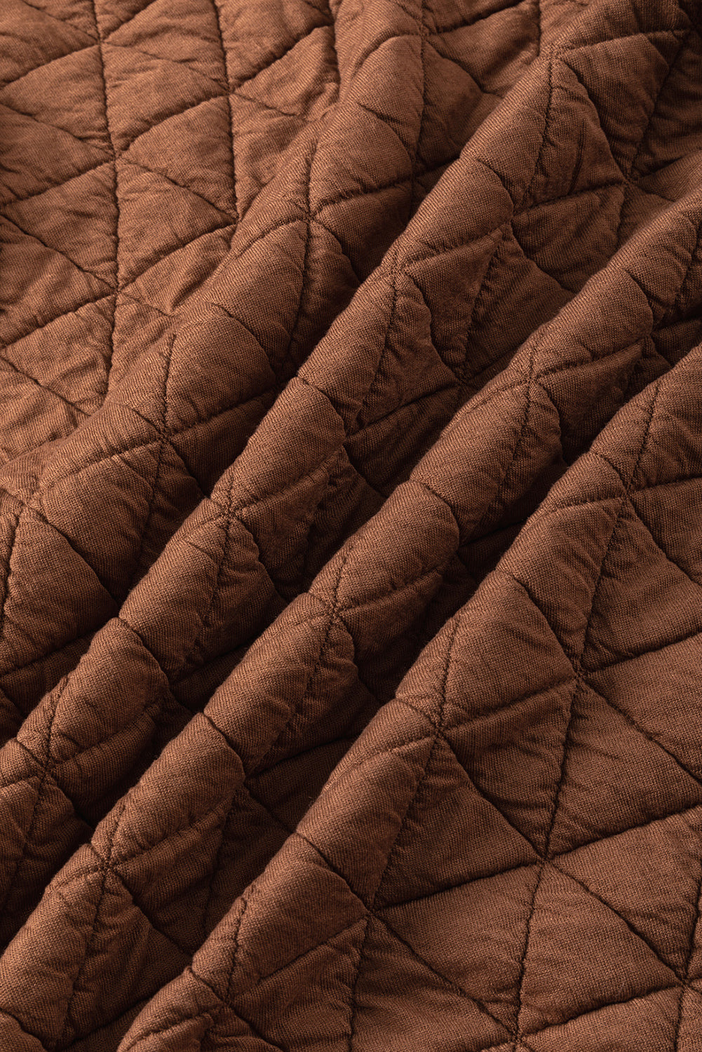 Solid Colour Quilted Kangaroo Pocket Hoodie | Coffee