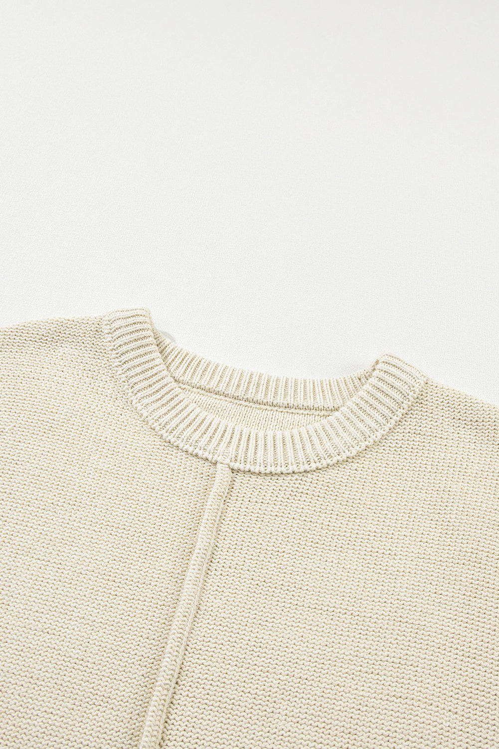 Solid Colour Cap Sleeve Knitted Sweater | Oatmeal