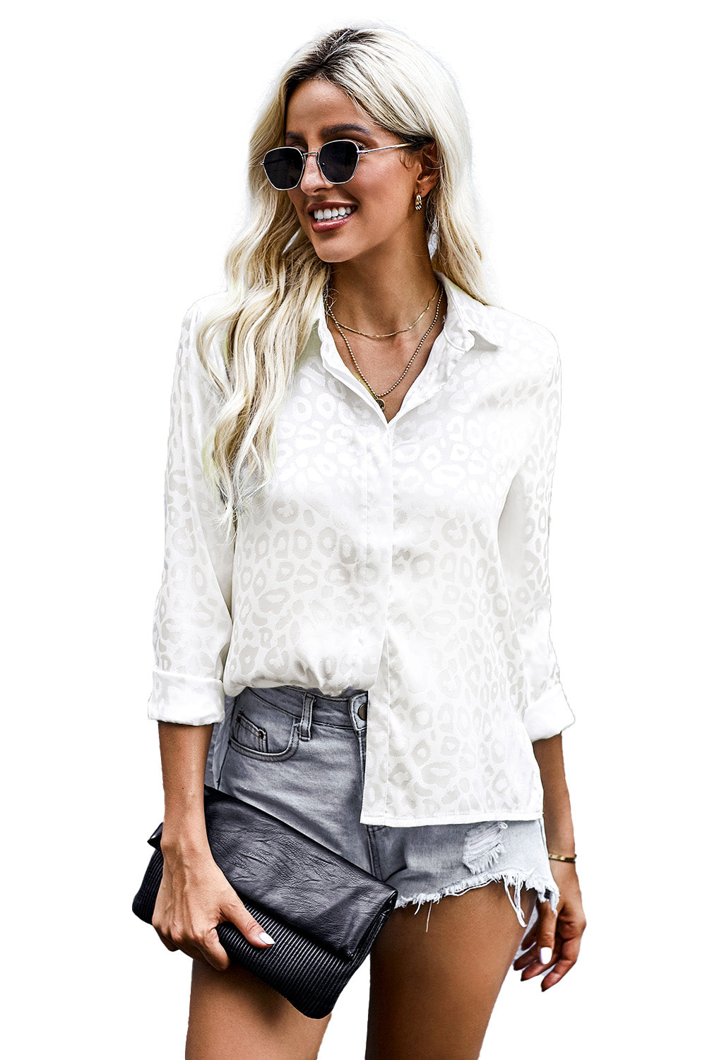 Embossed Button Shirt | Apricot