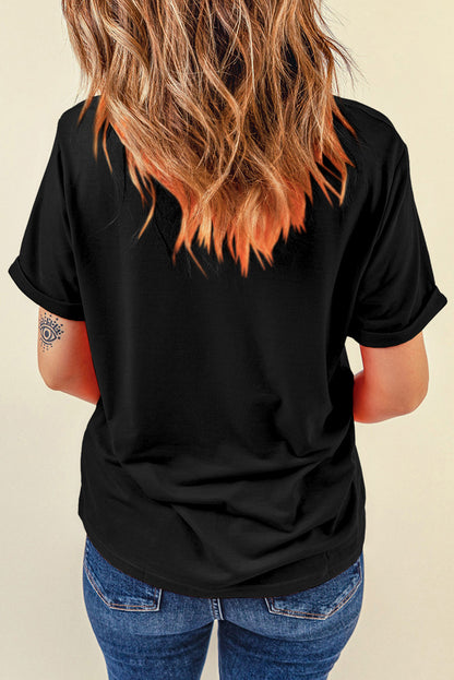 Texas Rope Bow Knot Print Crew Neck T Shirt | Black