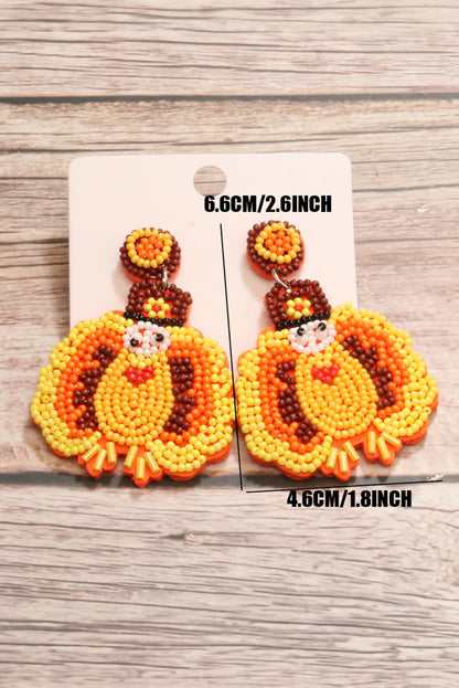 Halloween Turkey Beaded Drop Earrings | Yellow