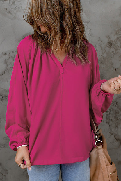 Split V Neck Dolman Top | Rose