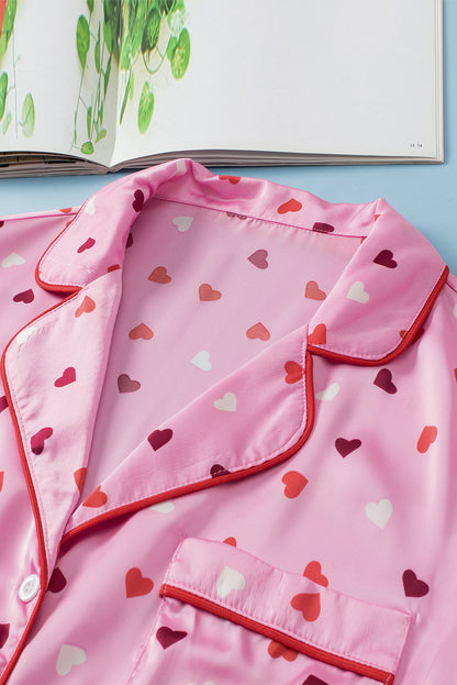 Valentine Heart Shape Print Plus Size Sleepwear | Pink