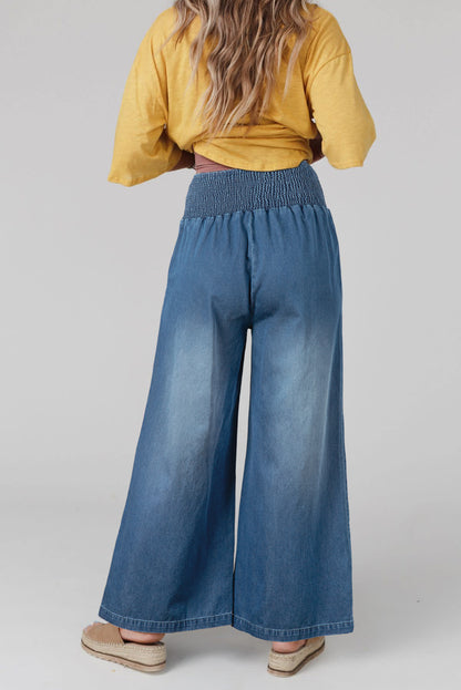 Smocked Waist Wide Leg Jeans | Ashleigh Blue