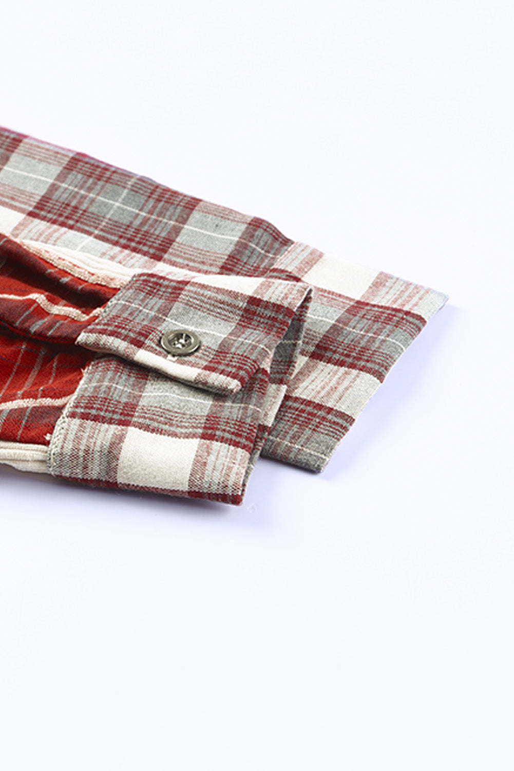 Plaid Corduroy Patchwork Shacket | Red