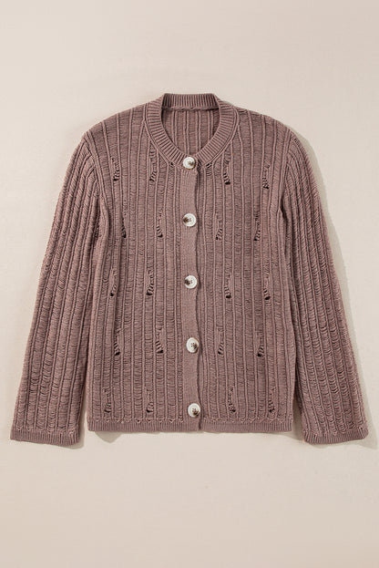 Cut Out Textured Knit Buttoned Cardigan | Goat