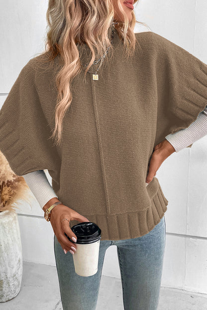 Mock Neck Batwing Short Sleeve Knit Sweater | Desert Palm