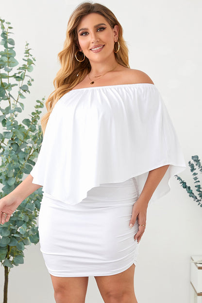 Dressing Layered  Mini Poncho Dress | White