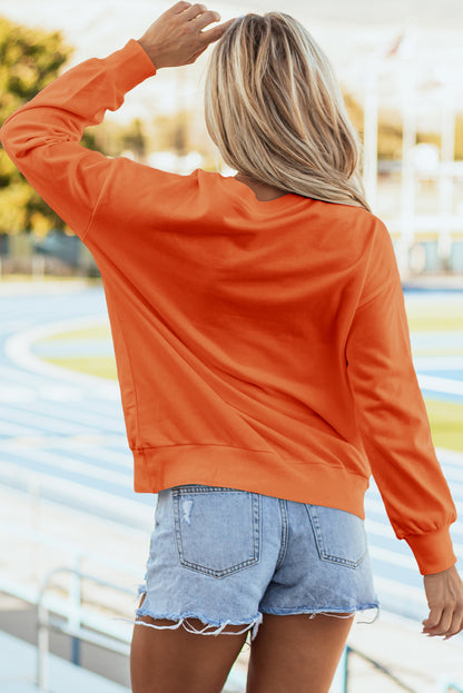 Tinsel Game Day Drop Shoulder Graphic Sweatshirt | Russet Orange