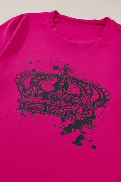 Crown Graphic Crew Neck T Shirt | Pitaya Pink