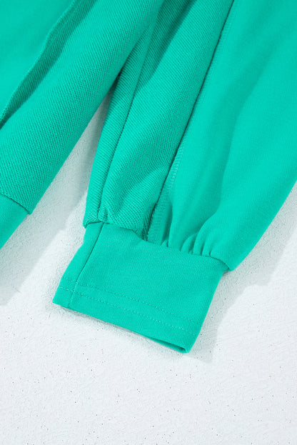 Splicing Round Neck Pullover Sweatshirt | Mint Green