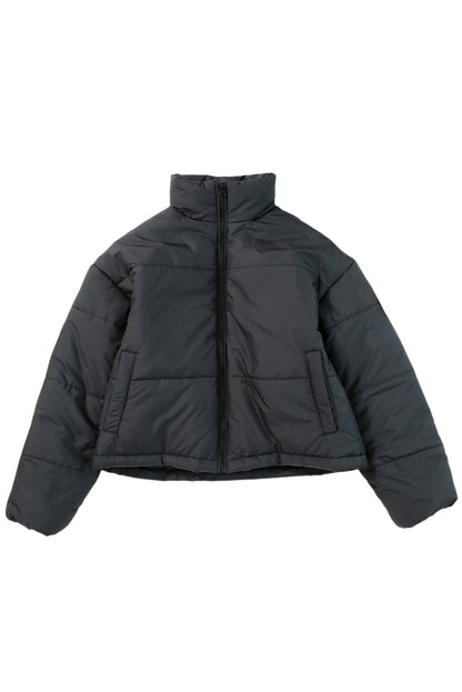 Zip Up Drawstring Hem Puffer Jackets | Black