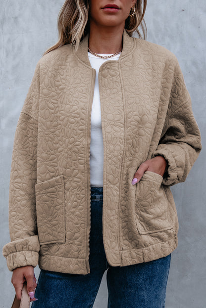 Floral Quilted Jacket | Light French Beige