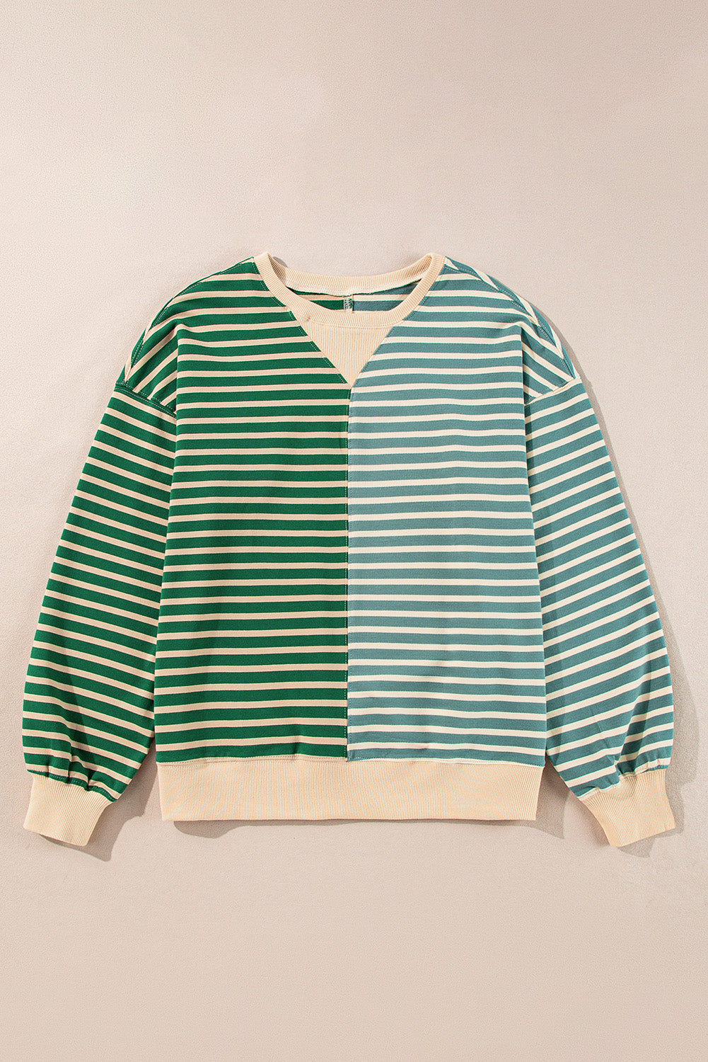 Colourblock Drop Shoulder Oversize Sweatshirt | Green Stripe