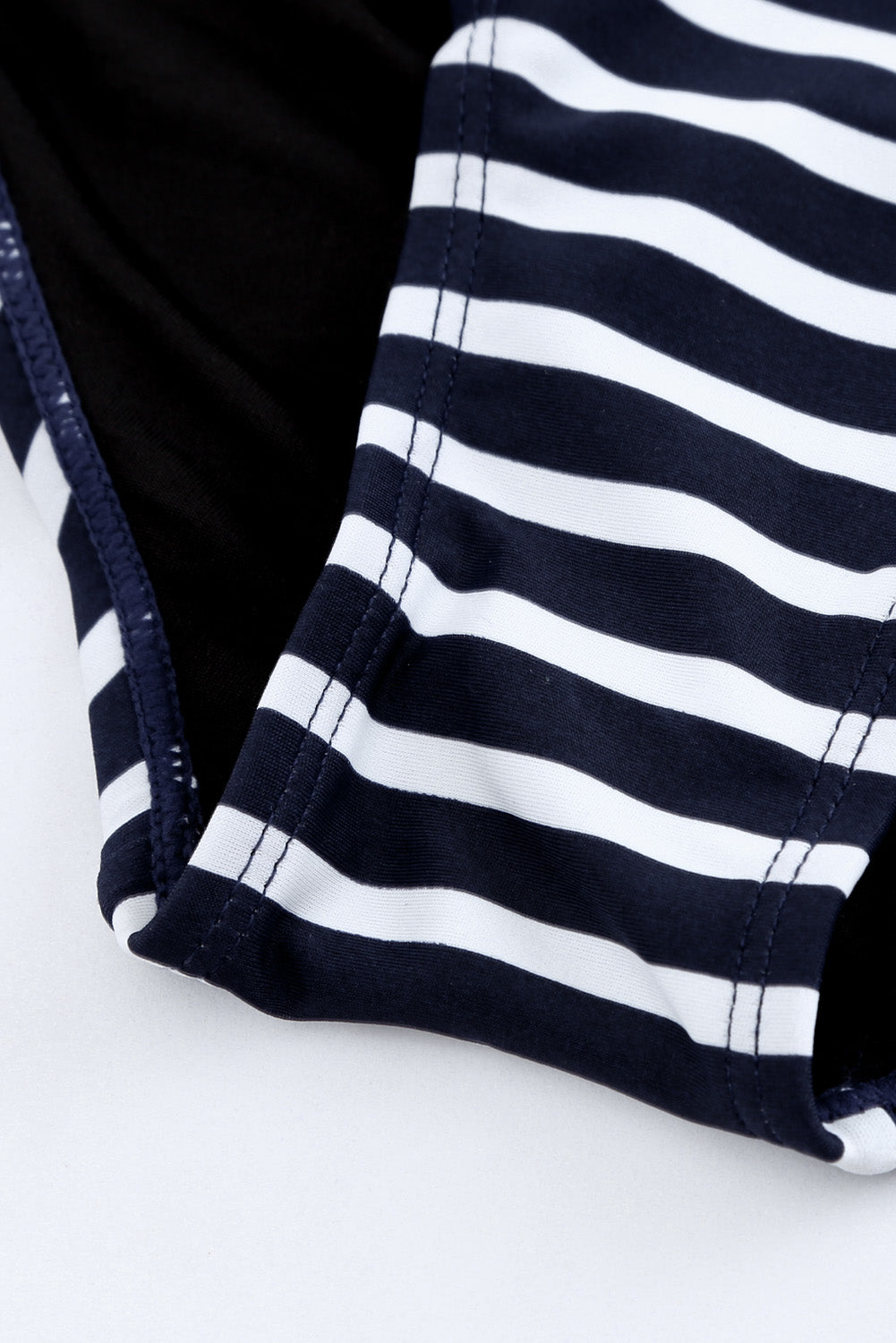 Layered-Style Striped Tankini With Triangular Briefs | Navy Blue