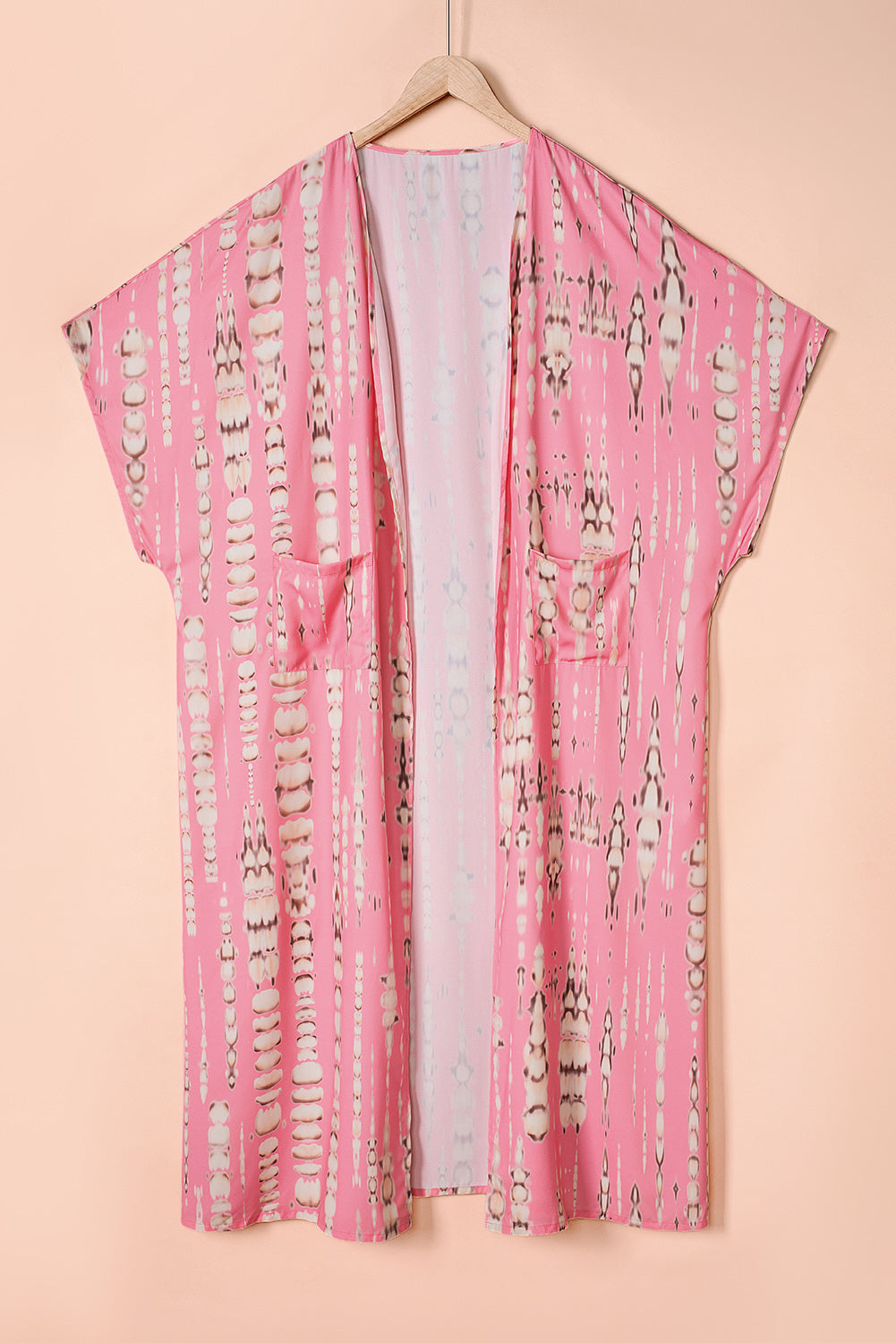 Bohemian Tie Dye Oversize Long Kimono | Pink