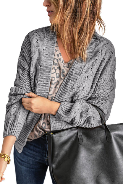 Chunky Wide Long Sleeve Knit Cardigan | Gray