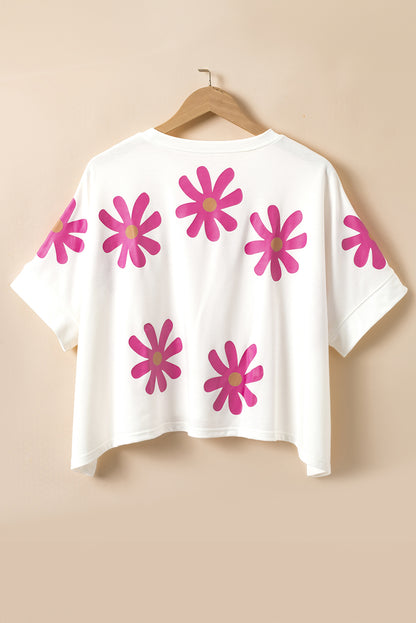 Daisy Flower Printed Casual T Shirt | White