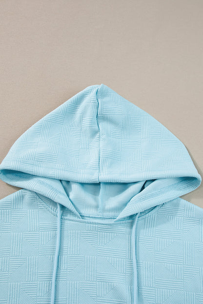 Textured Cropped Hoodie And Shorts Set | Beau Blue