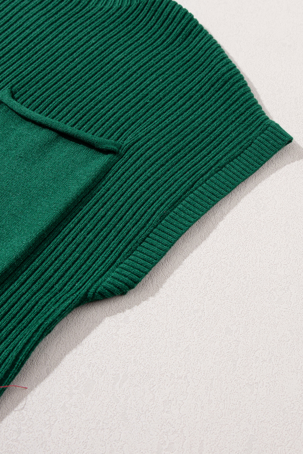 Patch Pocket Ribbed Knit Short Sleeve Sweater | Blackish Green