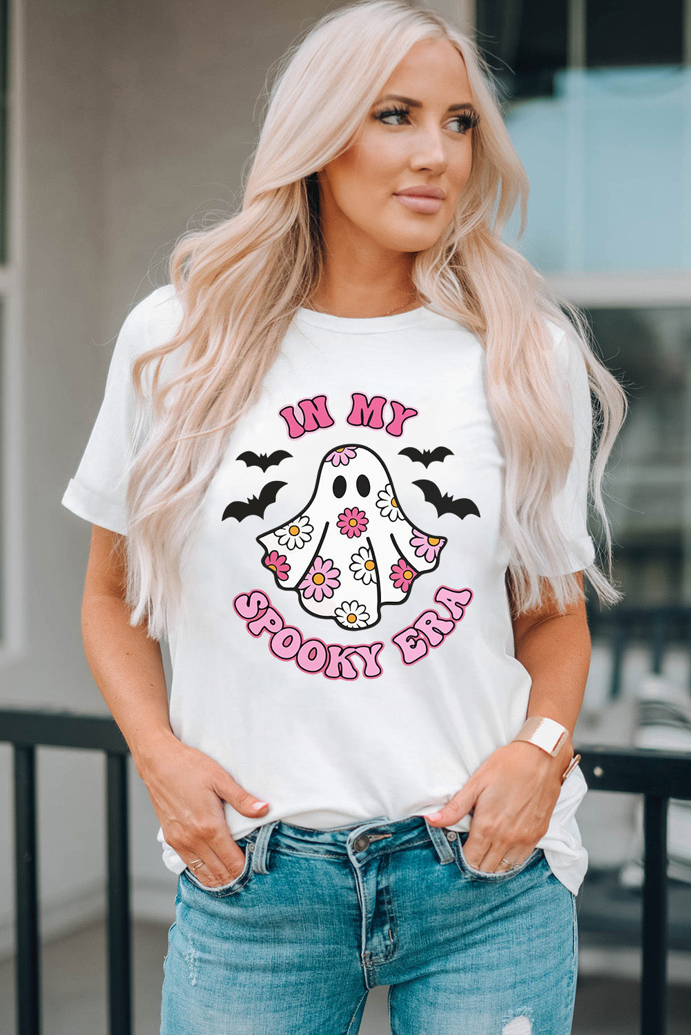 In My Spooky Era Halloween Ghost Graphic Tee | White