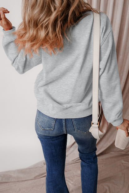 Solid Fleece Lined Drop Shoulder Terry Sweatshirt | Gray