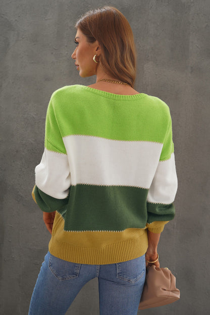 Pullover Colourblock Winter Sweater | Green