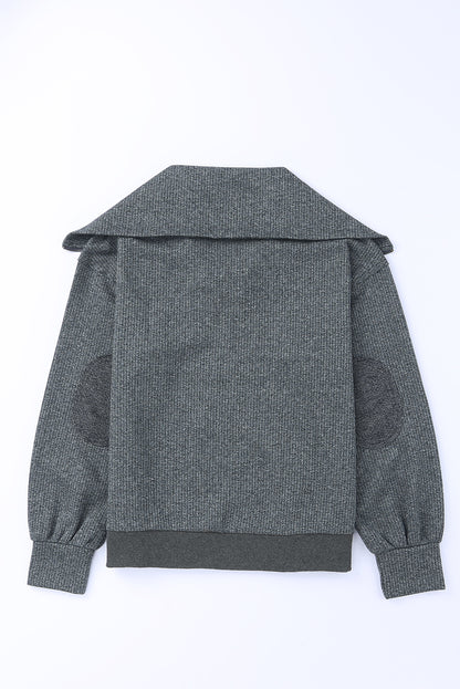 Zip Front Cape Knit Jacket | Gray