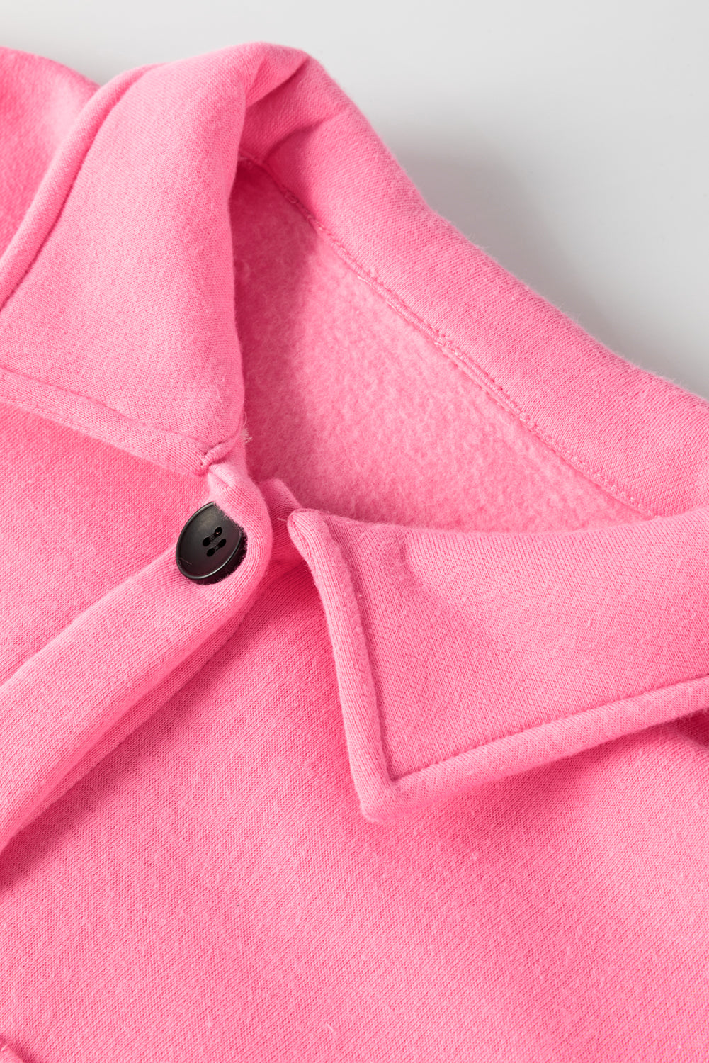 Solid Colour Pocketed Button Up Long Sleeve Shacket | Pink