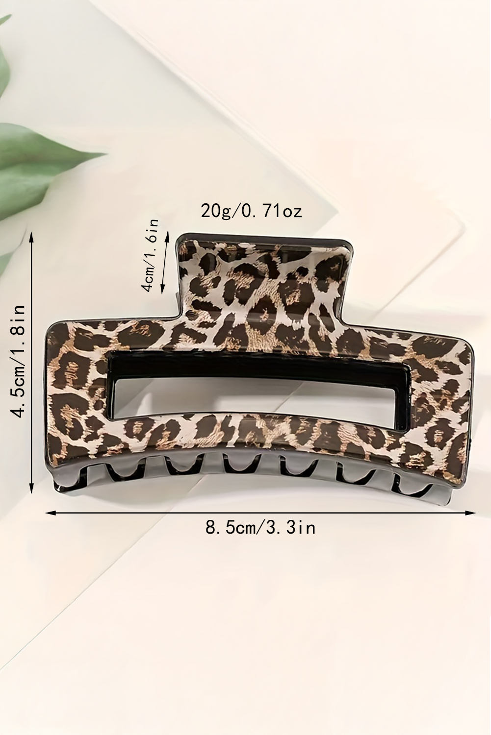 Leopard Print Hollow Out Square Large Hair Claw Clip | Parchment